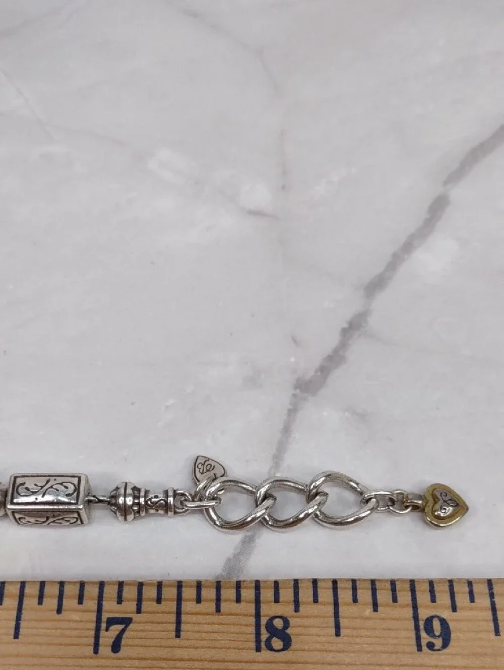 Brighton Rectangular Cube Bracelet with Toggle Bar And Gold Heart Charm
